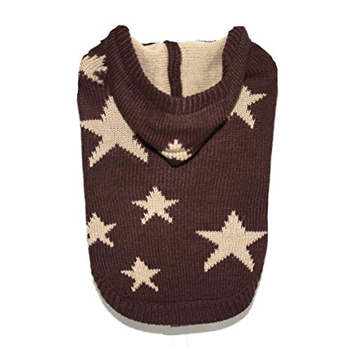 STILHUND Hundestrickpullover Blue & Brown Star, Strickpulli, Kapuzenpullover, Hundepullover Farbe braun, Größe L von STILHUND