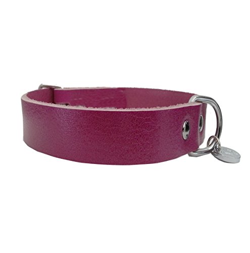 STILHUND Lederhalsband Sattler, super weiches Sattlerleder, Hundehalsband Farbe pink, Größe 35 von STILHUND