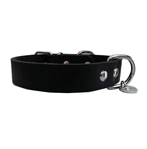 STILHUND Lederhalsband Sattler, super weiches Sattlerleder, Hundehalsband Farbe schwarz, Größe 45 von STILHUND