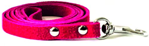 Wildlederleine, Hundeleine, Kurzleine, Handschlaufe, Länge 1,3 m, hochwertiges Wildleder Farbe pink von STILHUND