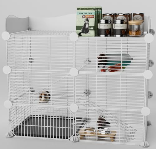 STILLCOVE Großer Meerschweinchenkäfig Innen, Frettchenkäfig Kleintierkäfig mit abnehmbarem Tablett & Dachfenster, Haustier Laufstall Zaun für 3-5 Hamster, Ratte, Chinchilla, Igel von STILLCOVE