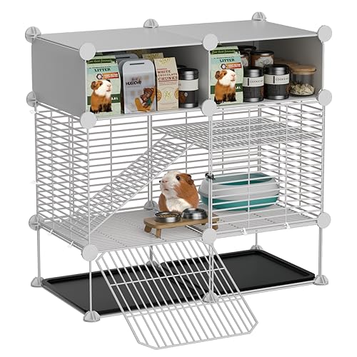 STILLCOVE Meerschweinchenkäfige für den Innenbereich, Kleintierkäfig mit 2 herausziehbaren Tabletts, Haustier-Laufgitterzaun für 1–2 Frettchen, Ratten, Hamster, Huhn, Igel (kleine Größe) von STILLCOVE