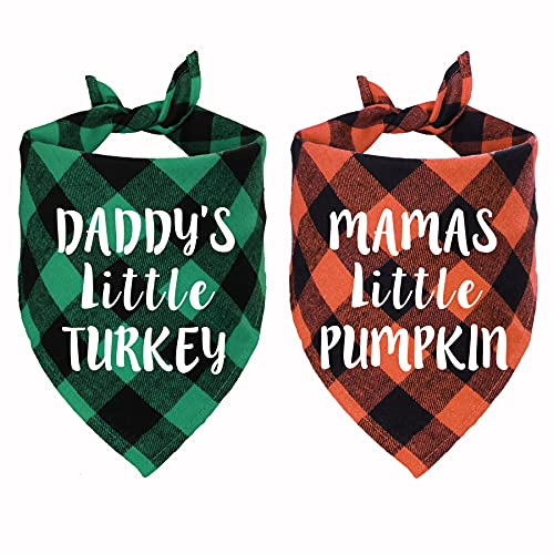 STMK Holiday Plaid Dog Bandanas, Halloween Thanksgiving Day Daddy's Little Turkey Mamas Little Pumpkin Dog Bandana Schal für Halloween Thanksgiving Day Dog Puppy Costume Dekorationen von STMK