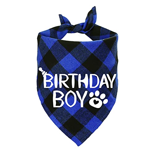 STMK Hund Geburtstag Bandana Hund Geburtstag Junge Bandana Plaid Dreieckstuch für Hund Welpe Geburtstag (Blau) von STMK