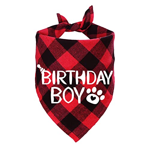 STMK Hund Geburtstag Bandana Hund Geburtstag Junge Bandana Plaid Dreieckstuch für Hund Welpe Geburtstag (rot) von STMK