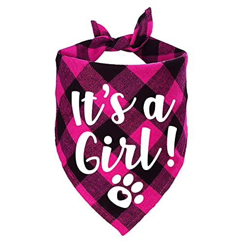 STMK Hundehalstuch, Aufschrift "It's A Girl", Plaid, Hundehalstuch, Babyankündigung, Plaid, Hundehalstuch, Gender Reveal Foto Prop für Hund Welpe (Pink) von STMK