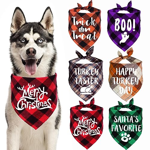 STMK Hundehalstücher für große Hunde, Halloween, Erntedankfest, Weihnachten, Hundehalstücher für große Hunde, Größe L, 6 Stück von STMK