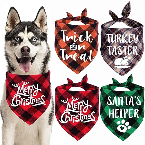 STMK Hundehalstücher für große Hunde, Halloween, Erntedankfest, Weihnachten, Hundehalstücher für große Hunde, Kostüme, Größe L, 4 Stück von STMK