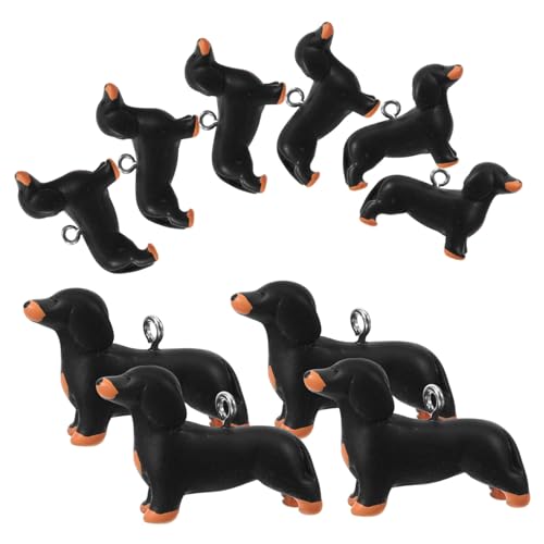 STOBOK 10St Dackel-Anhänger hundeanhänger Hund-Geburtstags-Kuchen-Deckel Spielzeughund Hundezubehör für kleine Hunde Tierspielzeug Halsketten-Dekore Accessoires in Hundeform Harz Black von STOBOK