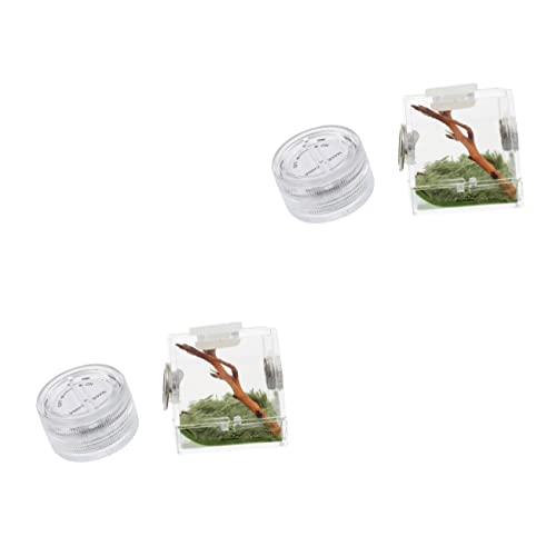 STOBOK 2er-Box Springspinnen-zuchtbox Spinnen-Terrarium Mini-Lebewesen Träger Terrarium Für Reptilien Spinnenlebensraumhalter Reptiliengehege Aquarium Fütterungsbox Kleine Spinne von STOBOK