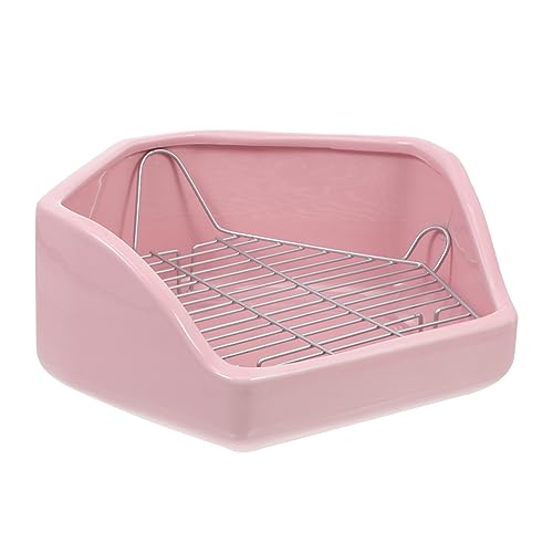 STOBOK Kaninchentoilette Trainingsecke für Haustiere Guinea-Bettwäsche Hasenbettwäsche Hamster klo kaninchenklo Kleine Haustiertoilette Kaninchen-Töpfchen-Trainingstoilette Keramik Rosa von STOBOK