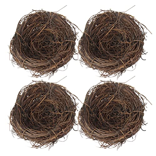 STOBOK Vogelhaus Gef?lschte Vogel Nest Rattan Birdhouse: 4 Stücke Handgemachte Trockene Natürliche V?Gel Nest House Hütte Handwerk für Gartengarten Startseite Hochzeit Ostern Party Dekore von STOBOK