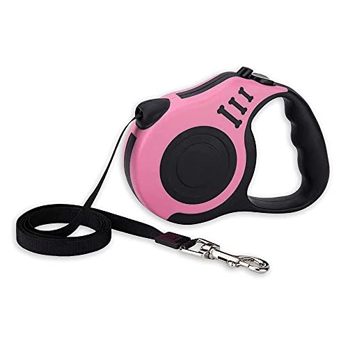 STOUCLA Einziehbare Hundeleine, Kleiner Hund, Rollleinen Anti-Rutsch Griff mit Brems,Rosa, 3 m von STOUCLA