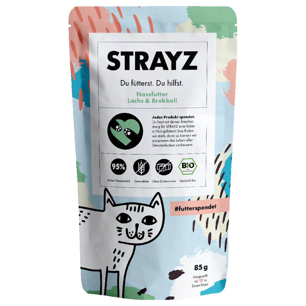 STRAYZ BIO Pouch 6 x 85 g - Bio-Lachs & Bio-Brokkoli von STRAYZ