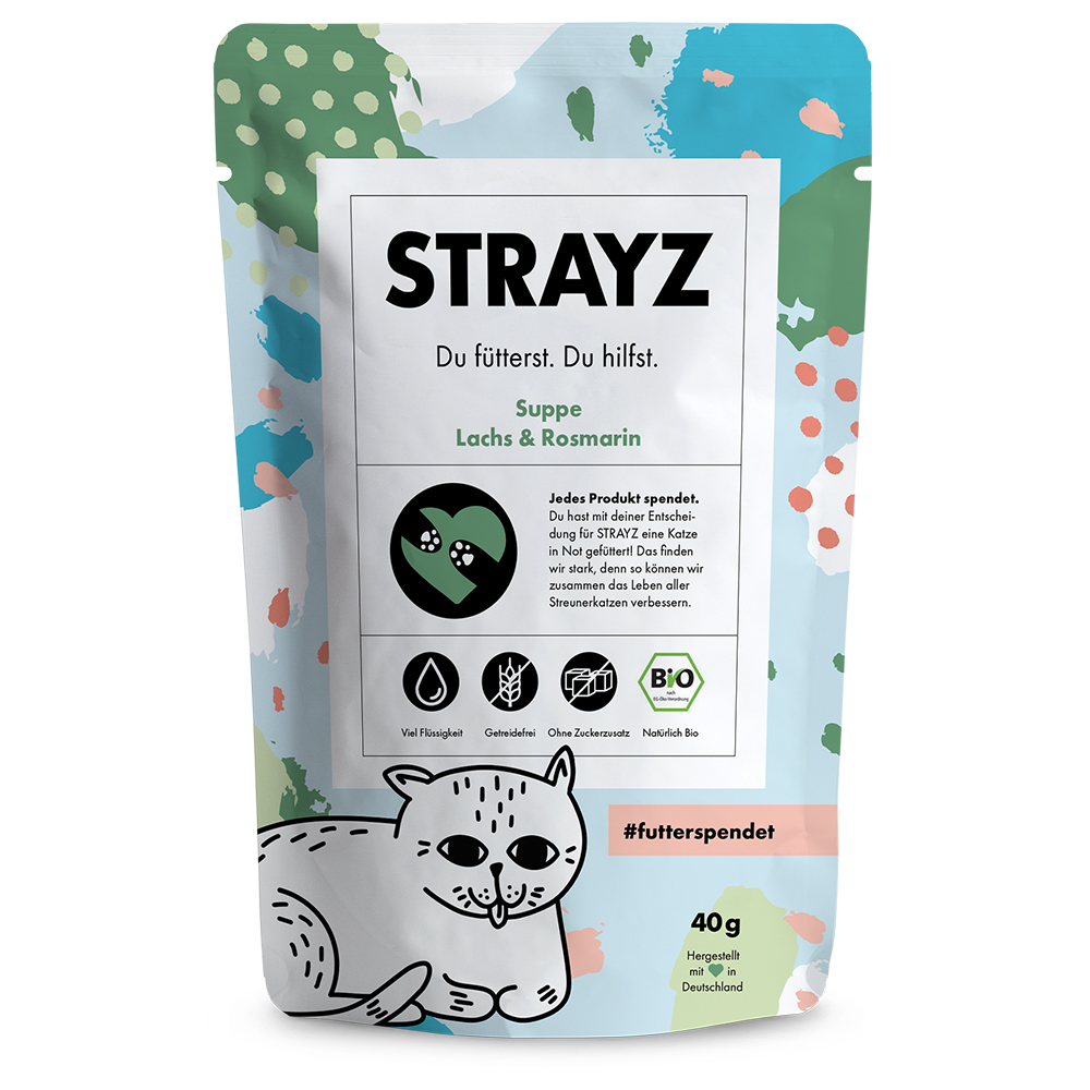 STRAYZ BIO Suppe 14 x 40 g - Bio-Lachs & Bio-Rosmarin von STRAYZ