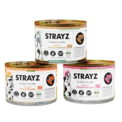 STRAYZ Katzenfutter Nass in Soße Probierpaket – Getreidefrei, Hoher Fleischanteil, ohne Zuckerzusatz, 100% natürliche Zutaten, Premium Nassfutter in Soße für wählerische Katzen von STRAYZ