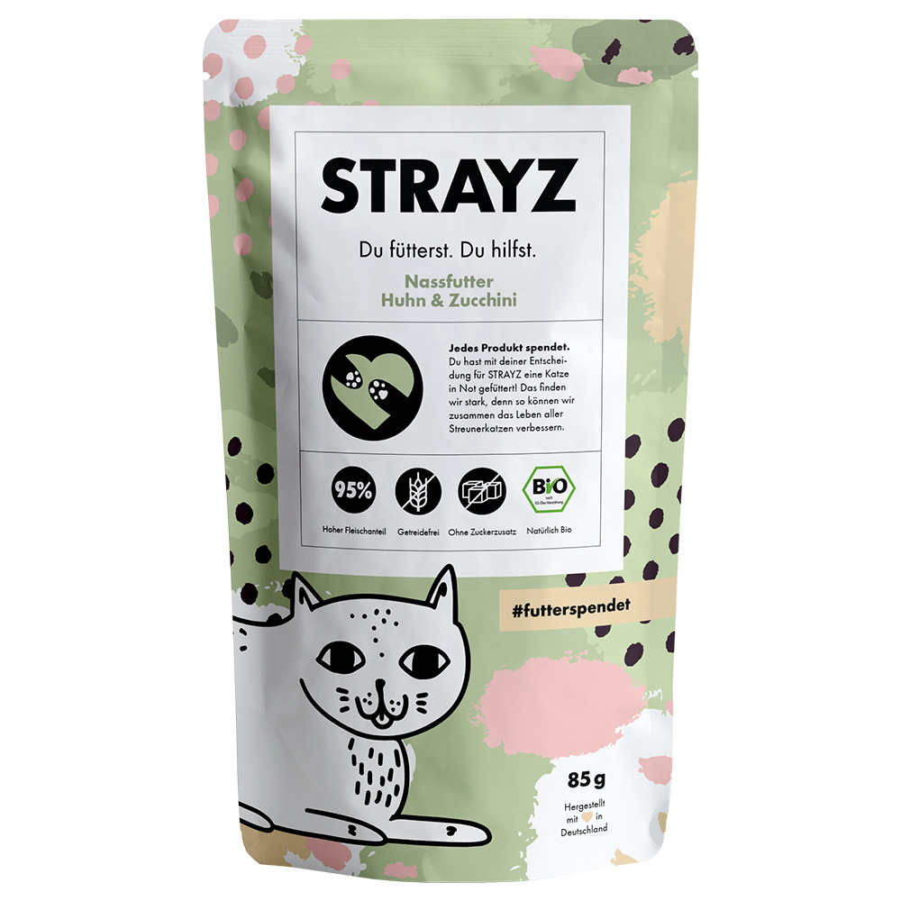 Sparpaket STRAYZ BIO Pouch 12 x 85 g - Bio-Huhn & Bio-Zucchini von STRAYZ