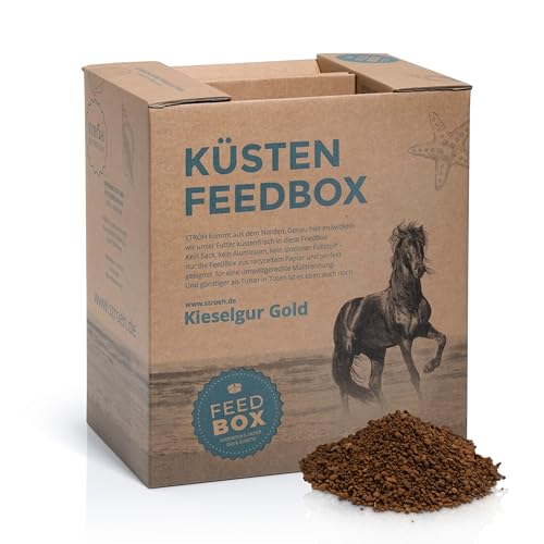 STRÖH Kieselgur Gold Pferd (13kg Feedbox) • Zur Unterstützung von Stoffwechsel & Fellwachstum • Mineralfutter für Pferde von STRÖH