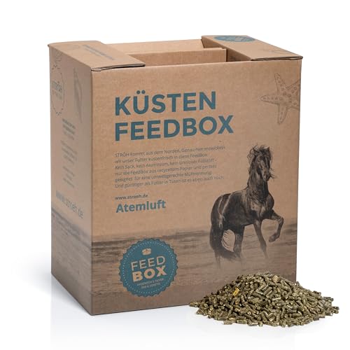 STRÖH "Küsten ATEMLUFT (12kg Feedbox) • Hustenmittel für Pferde • Bronchialkräuter zur Beruhigung der Atemwege • Atemkräuter Pferd von STRÖH