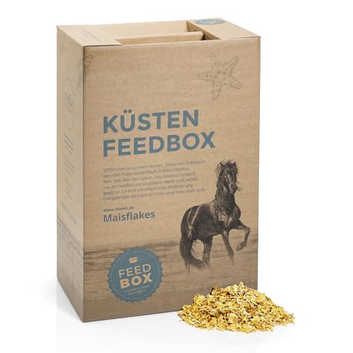 STRÖH Küsten Mais-Flakes Pferd (22kg Feedbox) • Maisflocken für Pferde • Ideal für Turnierpferde & Sportpferde • Leistungsförderndes Ergänzungsfuttermittel von STRÖH