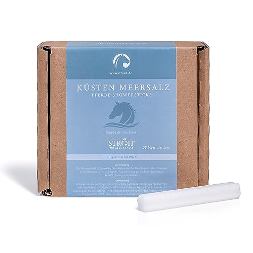 STRÖH Küsten Meersalz Pferdedusche Showersticks Natur · 35er Nachfüllpackung · Bei trockener Haut, Hitzestau & Juckreiz beim Pferd · Salzdusche für Pferde von STRÖH