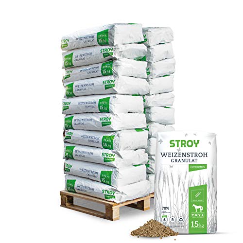 STROY Strohgranulat Einstreu Stroh Tier Streu Pellet Großtier Kleintier Pferde Stall Box Paddock 15kg x 20 Sack 300kg / 1 Palette Paligo von STROY