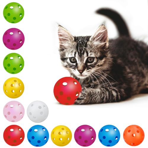 STSAIL 12PCS Cat Ball Toy, Cat Balls for Indoor Kitten, Interactive Cat Toy Balls Playing Chasing Toy, Plastic Fun Cat Toys Balls for Indoor Cats, Kittens,Puppy Mixed Colors (42mm) von STSAIL