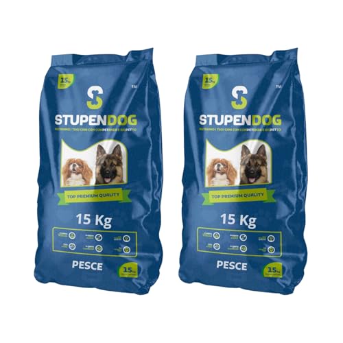 STUPENDOG Premium Fish Trockenfutter für Hunde – 2er Pack (15 x 15 kg) – Futter für ausgewachsene Hunde Aller Größen in der Pflege – Trockenfutter für Hunde – Hundefutter von STUPENDOG