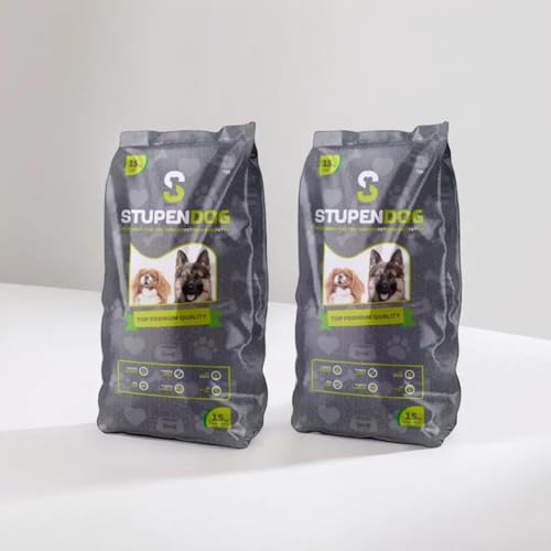 STUPENDOG Trockenfutter für Hunde Sport, 15 kg, für erwachsene Hunde, mittelgroß/groß bei Aktivität, 2 Stück, für Hunde, Alleinfuttermittel für aktive Hunde von STUPENDOG