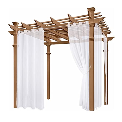 Outdoor Vorhang Transparent Wetterfest 254x215cm mit Ösen (2 Stück) Voile Gardinen Für Balkon Terrasse Wasserdicht Sichtschutz Sonnenschutz von STVST