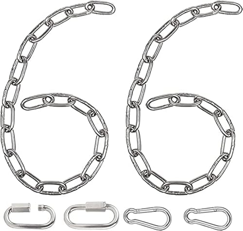 STVST 2 stücke Edelstahl Ketten,Hängesessel Kette,Gliederkette mit Karabiner Edelstahl, Stahlkette 60CM, Ø4mm Rundstahlkette,Metallkette, Edelstahlkette für Hängesessel, Hängematten-Sets Boxsäcke von STVST