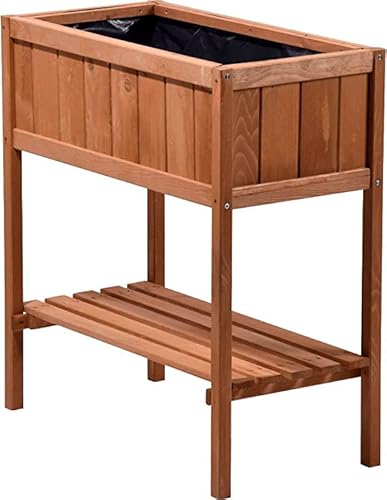 STVST Premium Hochbeet – aus hochwertigem FSC Holz – perfekt für Garten/Terrasse/Balkon – mit Stabiler Ablage und Innenvlies – Kräuterhochbeet 80 cm hoch, 80 cm lang – Pflanztisch – Hochbeete von STVST