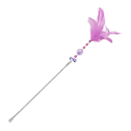 SUBLXPoten Katzenspielzeug Katzenspielzeug, Feder-Teaser-Stick mit Glöckchen, lustiges interaktives Kätzchen-Spiel-Teaser-Zauberstab, Trainingsspielzeug, Katzenzubehör(Color:Purple) von SUBLXPoten