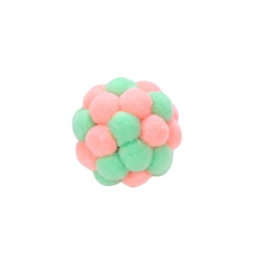 SUBLXPoten Katzenspielzeug Katzenspielzeug, bunt, handgefertigt, Glockenball, elastischer Ball, interaktives Jagdspielzeug, Heimtierbedarf(Color:Pink) von SUBLXPoten