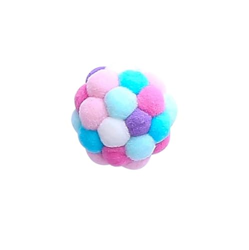 SUBLXPoten Katzenspielzeug Katzenspielzeug, bunt, handgefertigt, Glockenball, elastischer Ball, interaktives Jagdspielzeug, Heimtierbedarf(Color:Violet) von SUBLXPoten