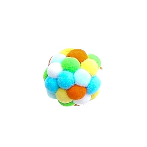 SUBLXPoten Katzenspielzeug Katzenspielzeug, bunt, handgefertigt, Glockenball, elastischer Ball, interaktives Jagdspielzeug, Heimtierbedarf(Color:Yellow) von SUBLXPoten