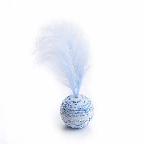 SUBLXPoten Katzenspielzeug Katzenspielzeug Sternball Plus Feder Eva-Material Leichter Schaumstoffball for Werfen Lustiges Spielzeug Sterntextur Ball Federspielzeug for Hunde und Katzen(Color:Blue) von SUBLXPoten