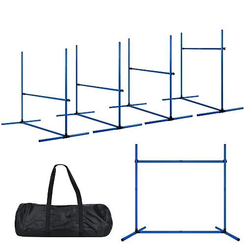 SUBTLETY 104x101x70cm Agility-Ausrüstung für Hunde 4 Stück Hürdenset Einstellbar Slalomstangen mit Tragtasche Hindernis Trainingsstangen Set für Koordinations- & Geschwindigkeitstraining (Blau) von SUBTLETY