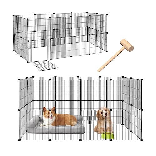 SUBTLETY Meerschweinchen Käfig aus Metallgitter für Innen Draußen 142x72x72cm Kaninchen Freigehege Hasengitter Gittergehege mit Tür, Anti-Rutsch Pads und Kabelbinder Gehege für Kleintiere (Schwarz) von SUBTLETY