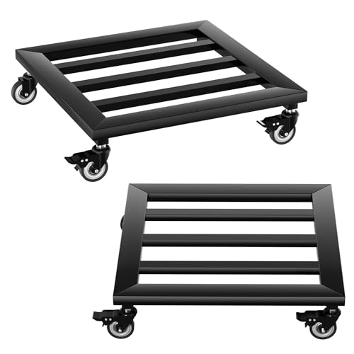 SUBTLETY Metall Pflanzenroller Quadrat Untersetzer mit Rollen Blumen Rollbrett für Innenbereich & Außenbereich Blumenroller Tragkraft bis 160KG Pflanzkübel Rollwagen für Topfpflanzen & Möbel (Type A) von SUBTLETY