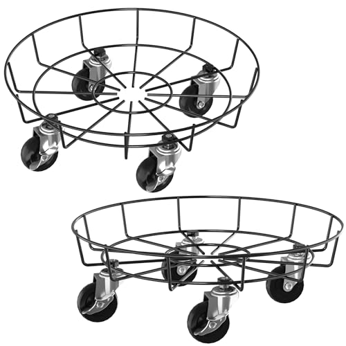 SUBTLETY Metall Pflanzenroller Rund Untersetzer mit Rollen Blumen Rollbrett für Innenbereich & Außenbereich Blumenroller Tragkraft bis 150KG Pflanzkübel Rollwagen für Topfpflanzen & Möbel (Type C) von SUBTLETY