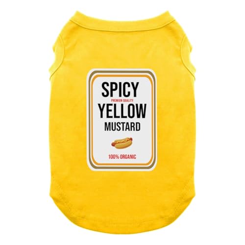 SUEOSU Condiments Shirts für Haustiere, Hunde, Katzen – passende Senf-Ketchup-Relish-Gewürze, Hundekostüme, T-Shirts (klein, gelb) von SUEOSU