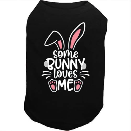 SUEOSU Happy Easter Shirts für Hunde, lustiger Aufdruck, Weste für kleine, mittelgroße und große Hunde, Tanktop, leichtes Haustier-T-Shirt, Kostüme für Ostern (Größe M, Schwarz 02) von SUEOSU