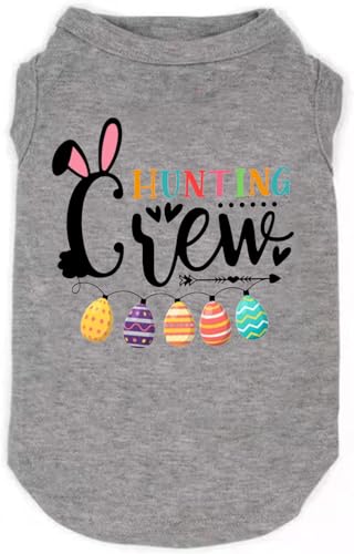 SUEOSU Happy Easter Shirts für Hunde, lustiger Aufdruck, Weste für kleine, mittelgroße und große Hunde, lustiges Tanktop, leichtes Haustier-T-Shirt, Kostüme für Ostern (Größe XL, Grau 01) von SUEOSU