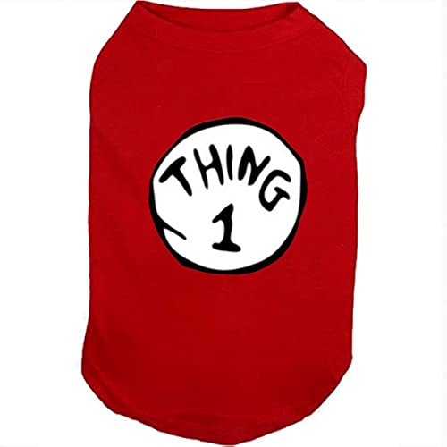 SUEOSU Hunde-Shirts für Haustierkleidung, weich, atmungsaktiv, Popkultur, Thing 1 to Thing 9, bedrucktes Haustier-T-Shirt (Größe M, Rot 1) von SUEOSU