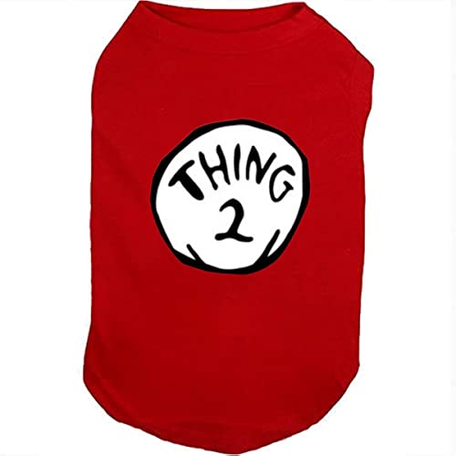 SUEOSU Hunde-Shirts für Haustierkleidung, Hunde Sachen, weich, atmungsaktiv, Popkultur, Thing 1 to Thing 9, bedrucktes Haustier-T-Shirt (Größe M, Rot 2) von SUEOSU