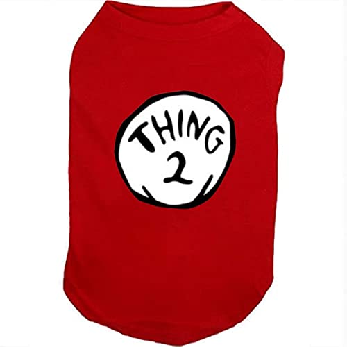 SUEOSU Hunde-Shirts für Haustierkleidung, weich, atmungsaktiv, Popkultur, Thing 1 to Thing 9, bedrucktes Haustier-T-Shirt (Größe S, Rot 2) von SUEOSU