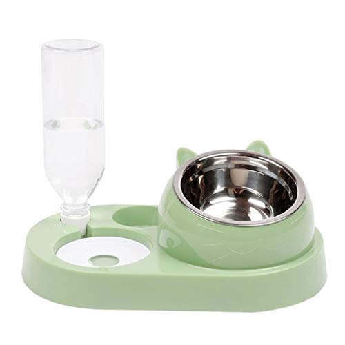 SUFUBAI Katzen- und Hunde-Wasser- und Futternapf, 2-in-1, automatischer Wasserspender, Haustier-Schüssel-Set mit abnehmbarer Edelstahlschüssel und automatischer Wasserspender-Flasche von SUFUBAI