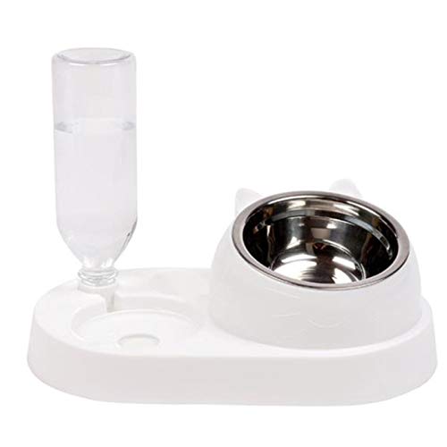 SUFUBAI Katzen- und Hunde-Wasser- und Futternapf, 2-in-1, automatischer Wasserspender mit abnehmbarem Edelstahlnapf und automatischer Wasserspenderflasche von SUFUBAI
