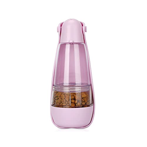 SUICRA Futternäpfe 2in1 Hund Wasserflasche Fütterungsschale im Freien Reise Welpen Katze Trinker Feeder Spender for kleine Hunde Tragbare Haustierprodukt (Color : Pink) von SUICRA